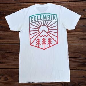 Columbia Sportswear T Shirt Mens Small White Short Sleeve Logo Graphic Cotton